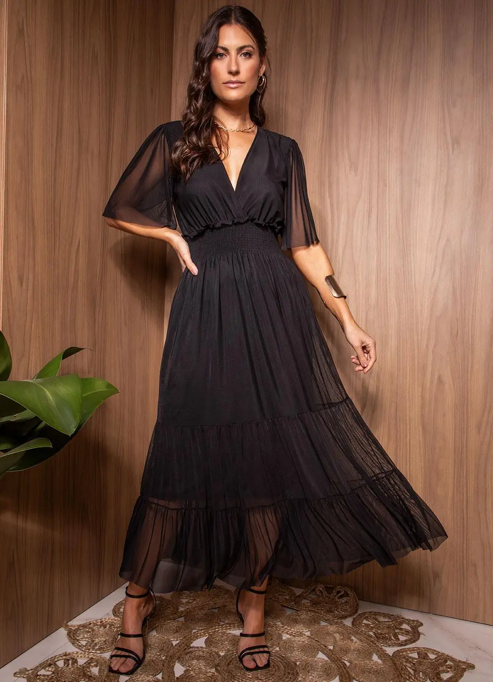 Vestido Tule Preto Eleg Ncia Em Destaque Madame Shop